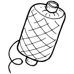 hand drawn spool of thread in doodle style