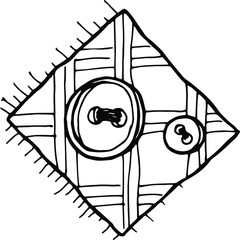 hand drawn a piece of fabric with sewn-on buttons in doodle style