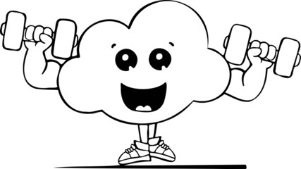 Strong cloud, cloud storage hand drawn icon