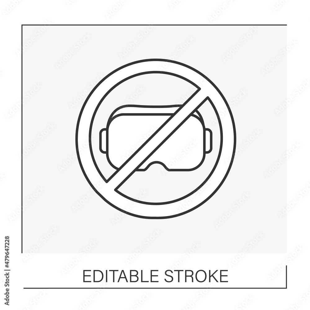 Poster goggles line icon. limit vr goggles use. pointer. modern virtual technology. vr concept. isolated ve