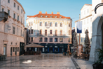 Fototapeta na wymiar People's Square inside the Diocletian's Palace, old town Split, Croatia