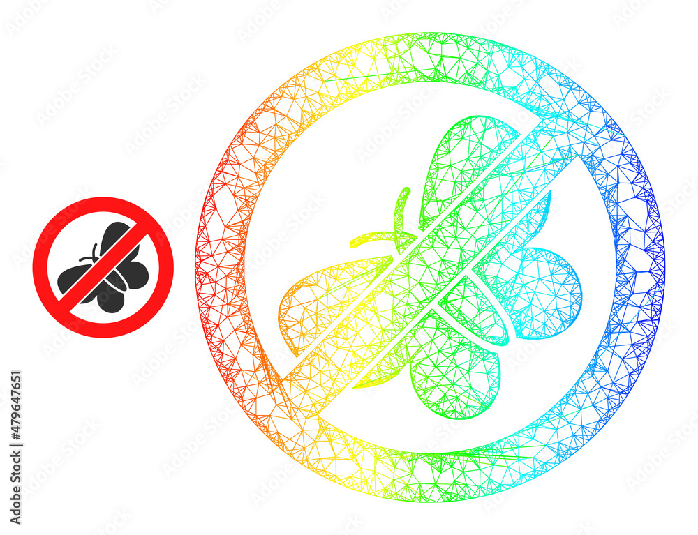Poster crossing mesh stop butterfly frame icon with spectral gradient. colored carcass mesh stop butterfly 