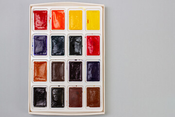 palette with watercolor
