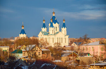 St. George Church In Kamianets-Podilskyi, Ukraine illuminated by sunset light