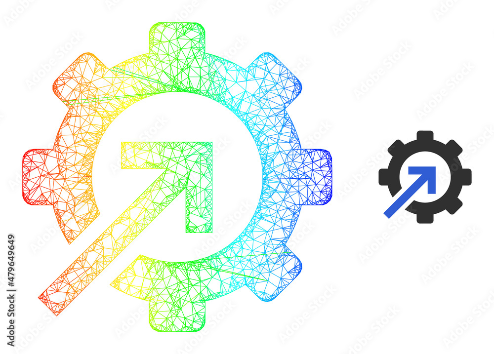Poster net gear integration carcass illustration with spectrum gradient. vibrant carcass net gear integrati