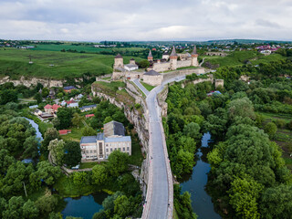 Fototapeta na wymiar Old Kamenetz-Podolsk fortress near Kamianets-Podilskyi town.