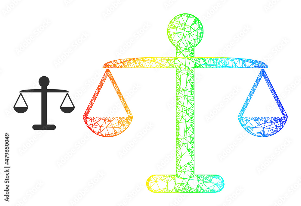 Poster net mesh weight balance frame illustration with rainbow gradient. bright frame mesh weight balance i