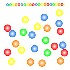 bright multicolored beads isolated on a white background, carnival holiday, maslenitsa, Mardi Grus