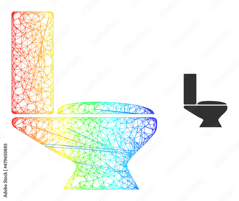 Poster mesh net toilet framework icon with spectrum gradient. vibrant carcass network toilet icon. flat car