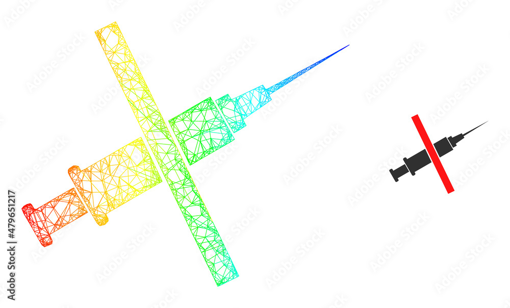 Poster crossing mesh no addiction drugs carcass icon with spectral gradient. colored carcass mesh no addict