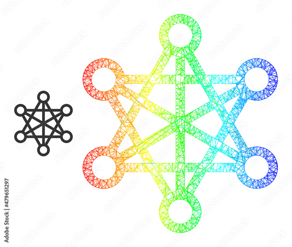 Aufkleber crossing mesh star network carcass illustration with rainbow gradient. bright carcass net star netwo