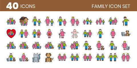 Family Related Color Icon Set