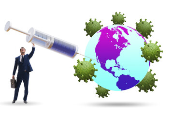 Concept of gloval vaccination against covid-19 coronavirus