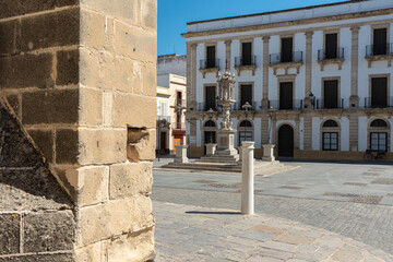 Historic buildings in Plaza de España in the old town of El Puerto de Santa Maria on a summer day, Cadiz, Andalusia, Spain © JMDuran Photography