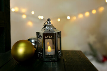 christmas decor lantern with light bulb