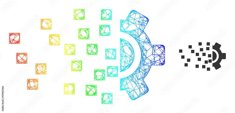 Poster network synthesis gear carcass icon with rainbow gradient. vibrant carcass network synthesis gear ic
