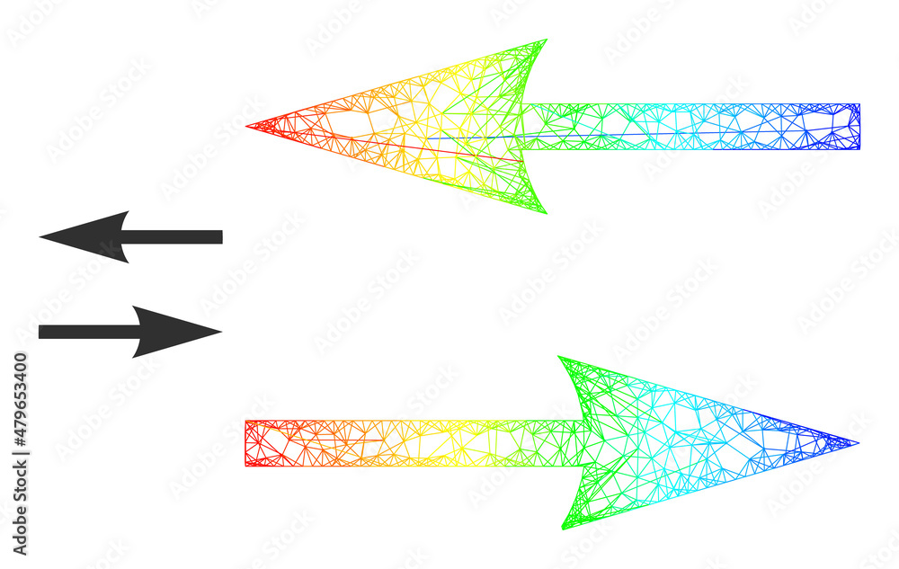 Poster crossing mesh flip arrows carcass icon with rainbow gradient. vibrant carcass mesh flip arrows icon.