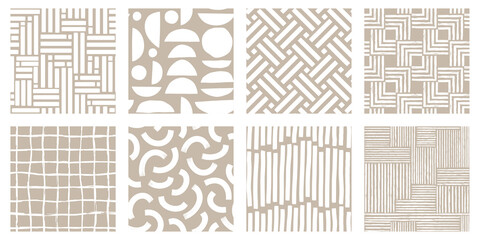 Set Aesthetic Contemporary printable seamless pattern with abstract line brush stroke shapes and line in nude colors. Pastel boho background in minimalist mid century style vector Illustration wall © anya