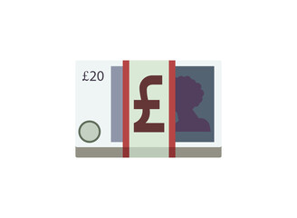 20 Pound sterling banknote. British money. Currency. Vector illustration.