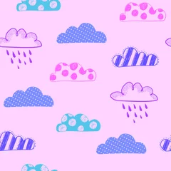 Fotobehang Abstract seamless clouds pattern. Cartoon repeated print for kids textile, wrapping paper © Ксения Коваль