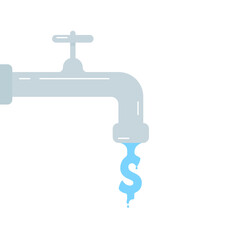 dollar sign like water flowing out faucet tap