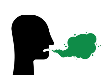abstract man with bad breath smell bubble