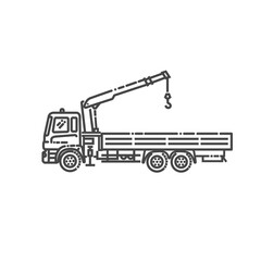 Crane truck. Industrial transport. Industrial machinery icons. Vector symbols