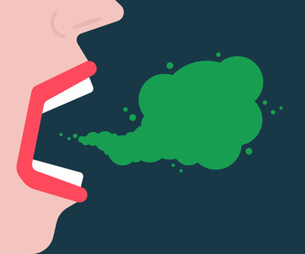 cartoon abstract woman mouth with bad breath