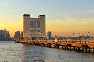Popular with runners and sunset chasers Pier 34 on Hudson River in New York City