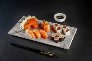 Sushi salmon varieties.