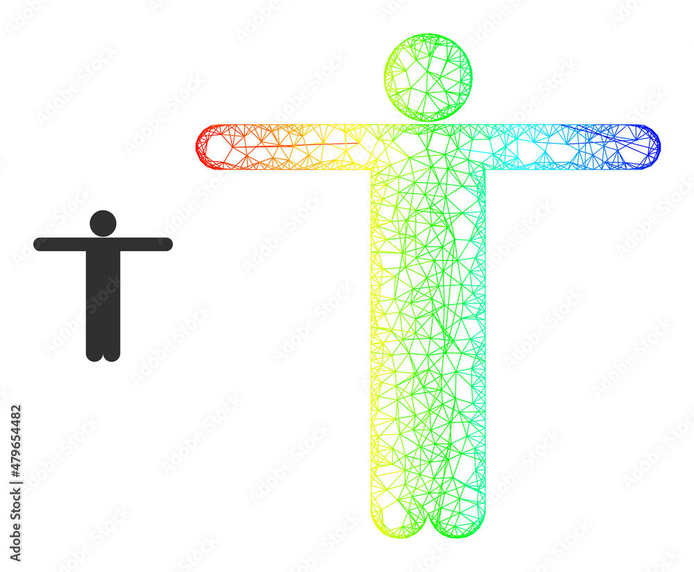 Poster net mesh welcome person carcass icon with spectral gradient. bright carcass net welcome person icon.