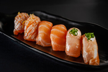 Salmon onigiri varieties.