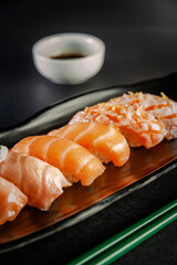 Salmon onigiri varieties.