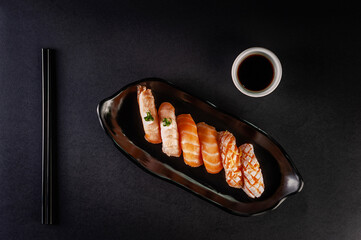 Salmon onigiri varieties.
