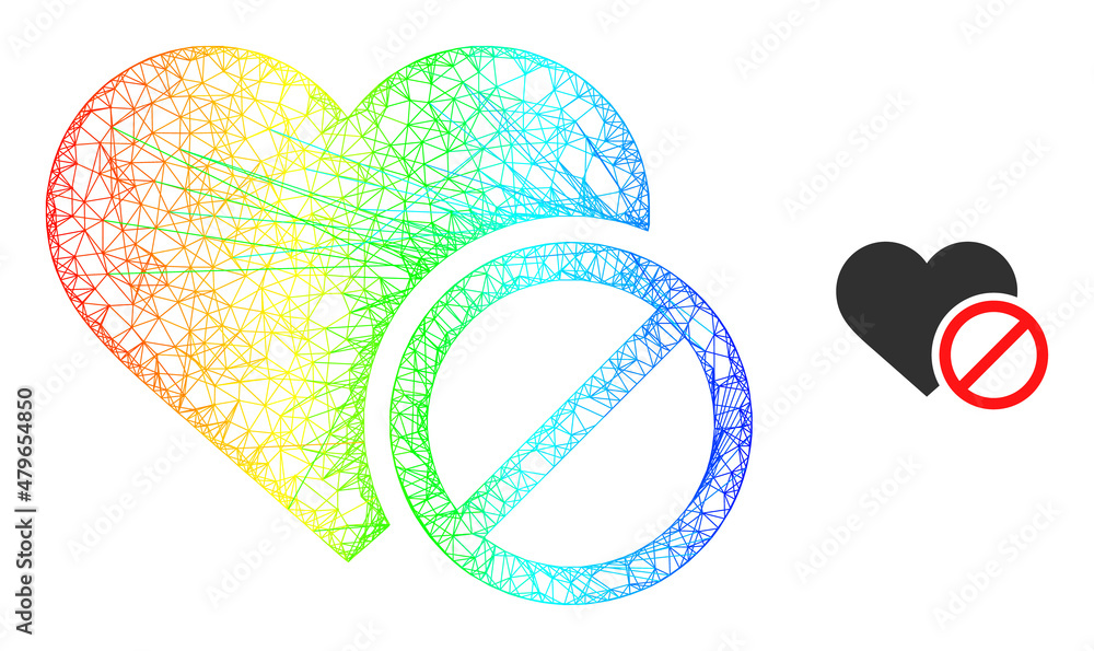 Poster mesh net forbidden love frame icon with rainbow gradient. colored frame mesh forbidden love icon. fl