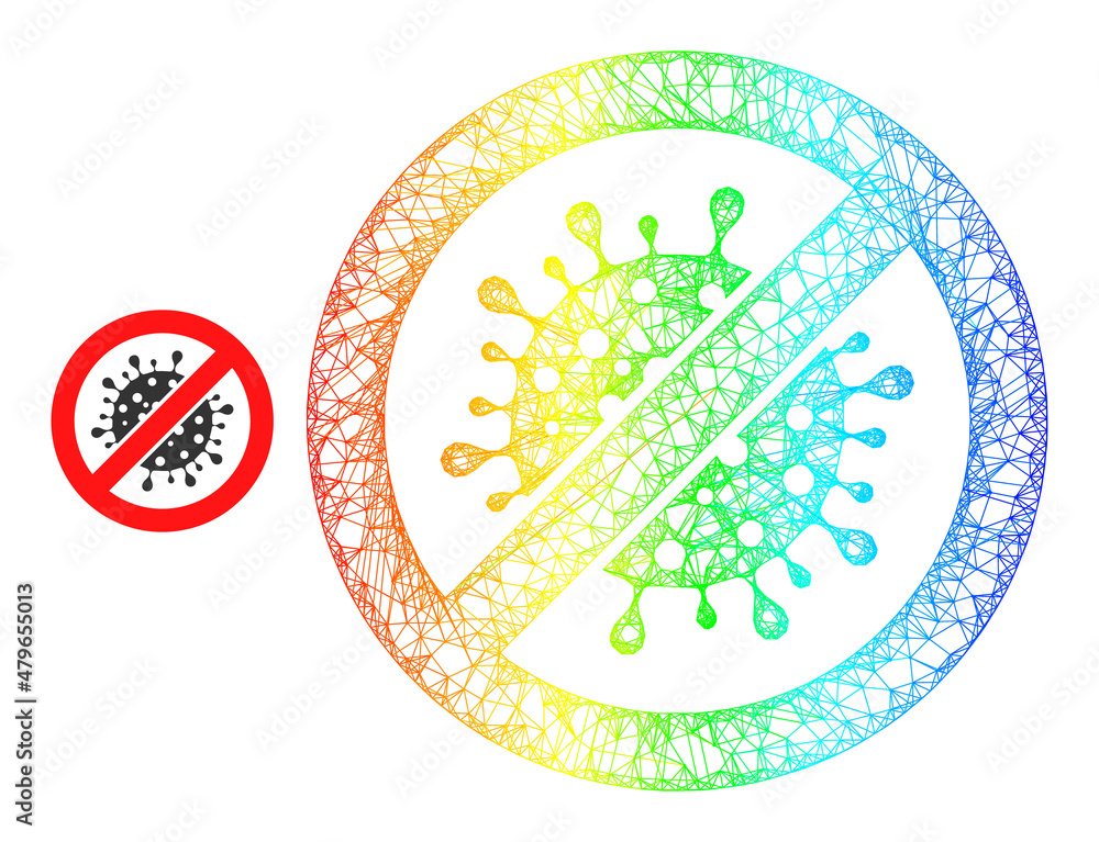 Aufkleber net mesh stop coronavirus frame icon with rainbow gradient. bright frame mesh stop coronavirus icon.