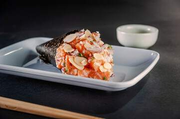 Salmon temaki.