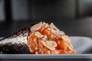 Salmon temaki.