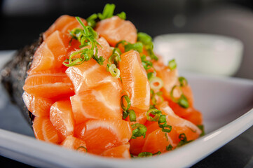 Salmon temaki.