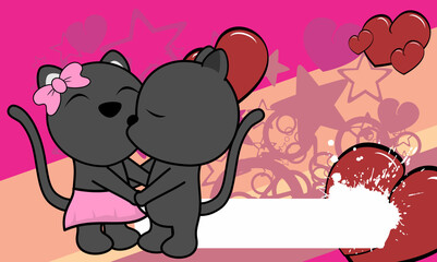 cute valentine panthers couple cartoon kiss background illustration in vector format