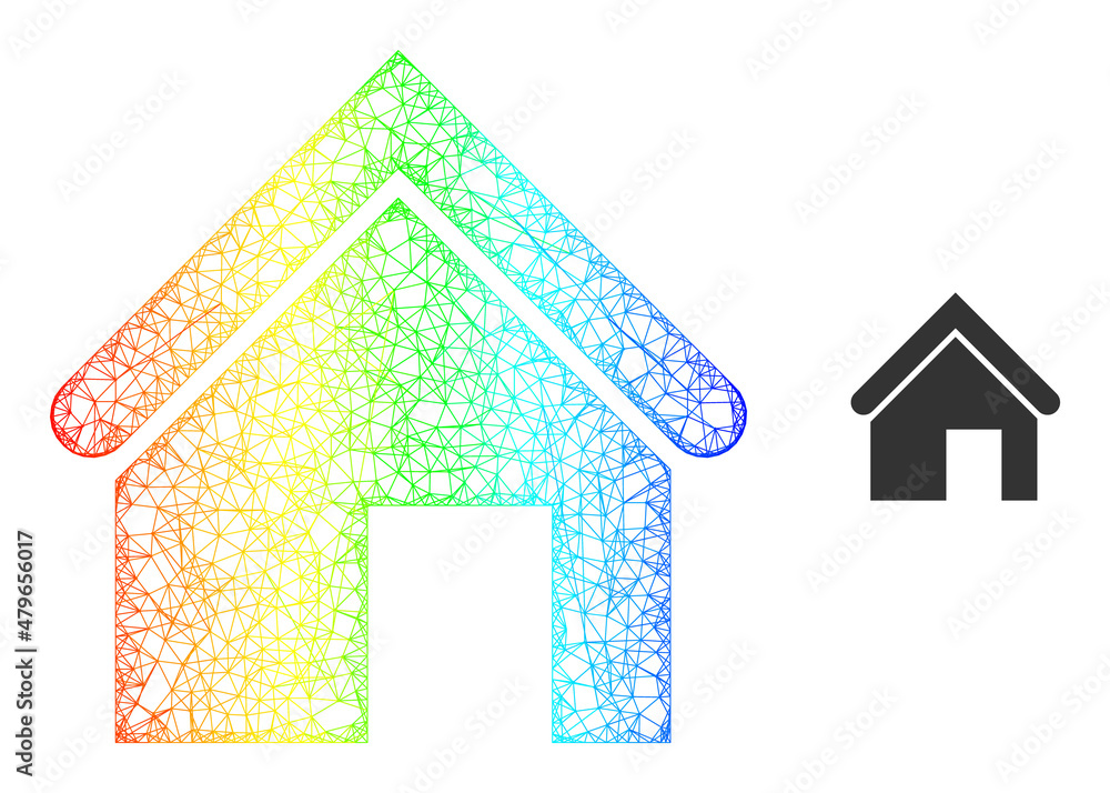 Poster net home framework icon with spectral gradient. colored carcass net home icon. flat carcass created 