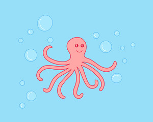 Cartoon octopus, simple vector illustration