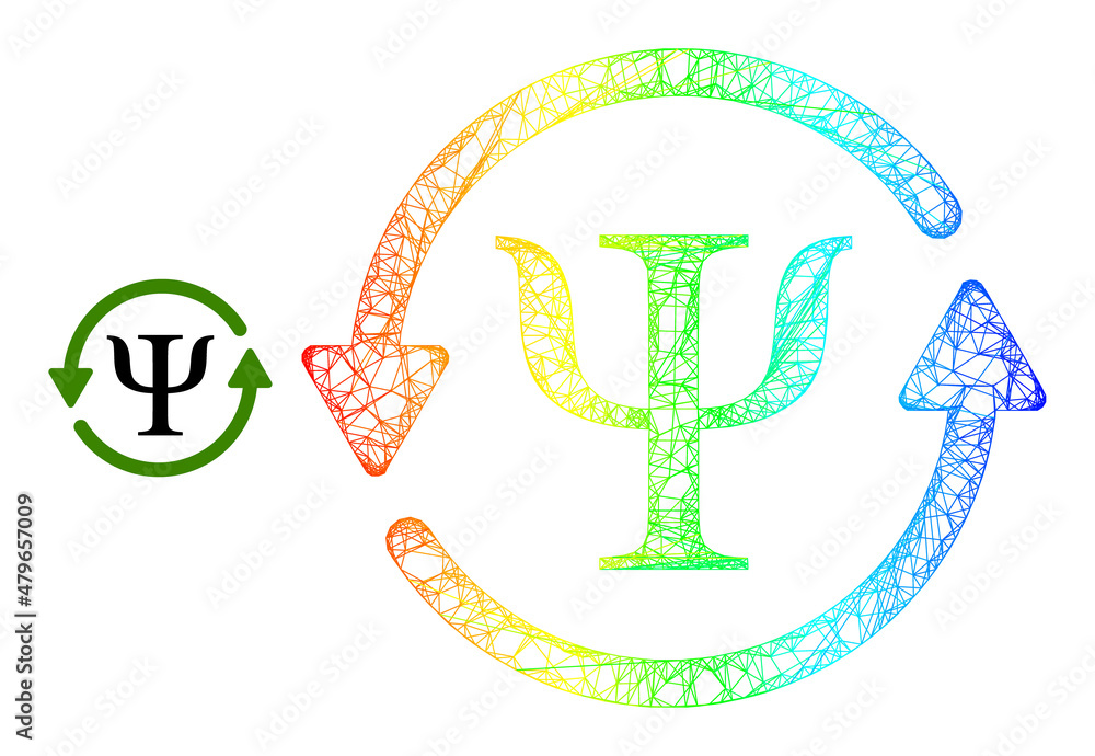 Poster net mesh mental recovery frame icon with rainbow gradient. colorful carcass mesh mental recovery ico