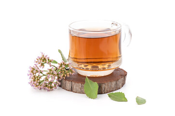 Indian marsh fleabane and tea isolated on white background.