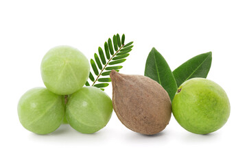 Triphala, ayurvedic fruits isolated on white background with clipping path.