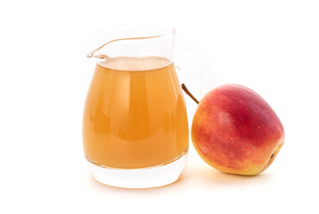 Apple fruits and apple cider vinegar isolated on white background.