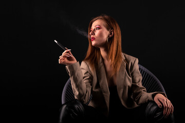 Obraz premium person smoking cigar