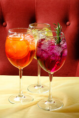 different mocktails on the tray