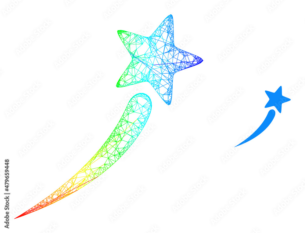 Poster net mesh startup star carcass icon with spectral gradient. vibrant carcass net startup star icon. fl
