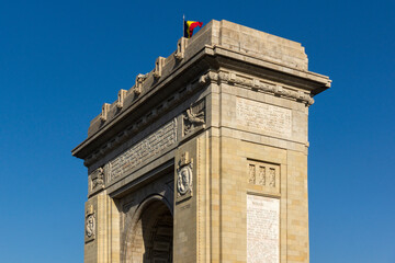 Fototapeta na wymiar Arch of Triumph in city of Bucharest, Romania